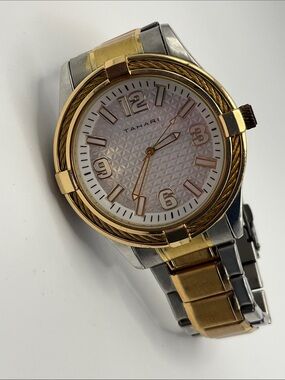 Tahari Men's Two-Tone Gold & Silver Bracelet Watch